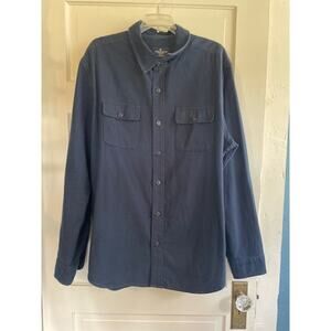 American Eagle Men's Size XL 100% Heavy‎ Cotton Flannel Shirt Navy Blue